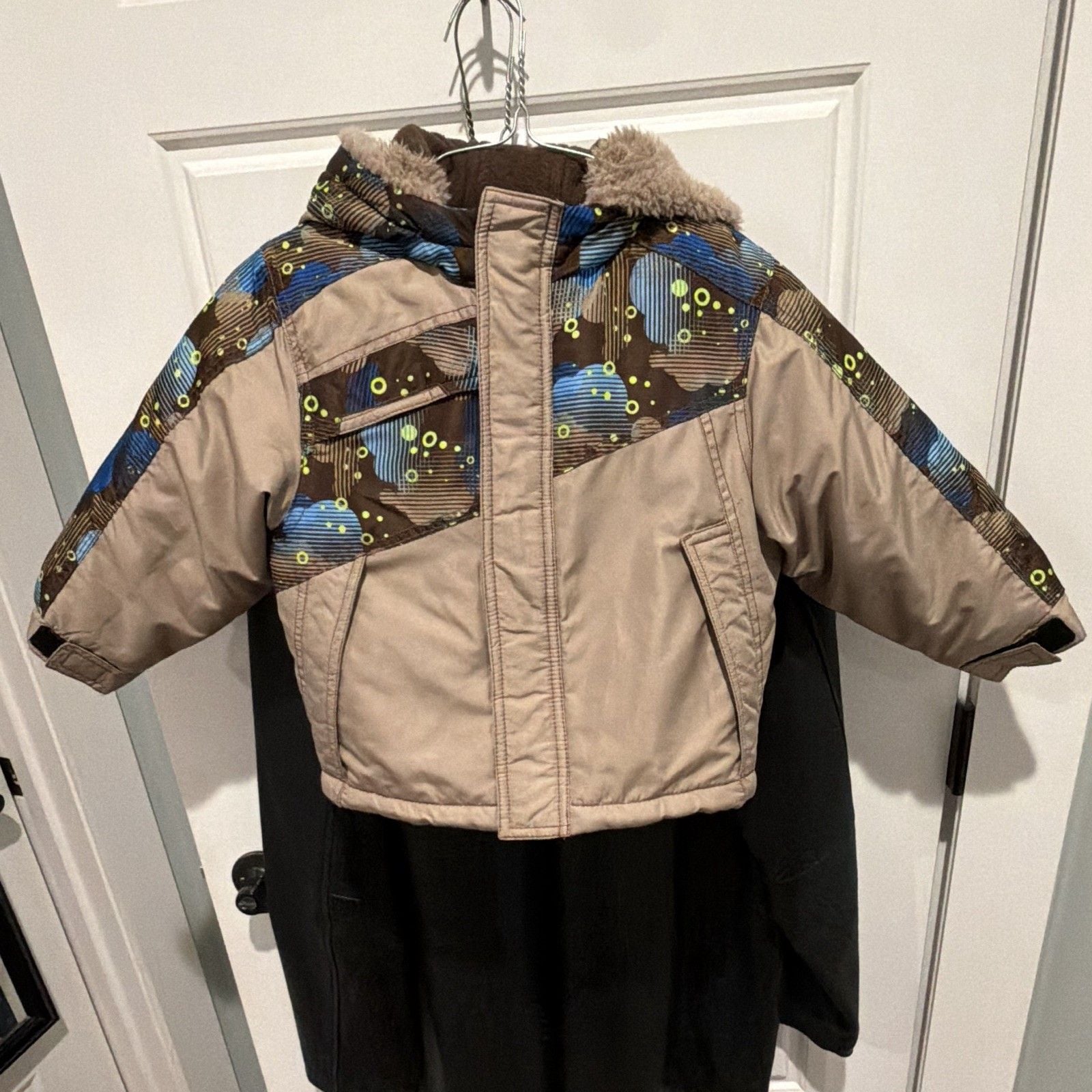 London Fog Unisex Kids 4T Hooded Canvas Jacket Full Zip Pockets Colorblock 5