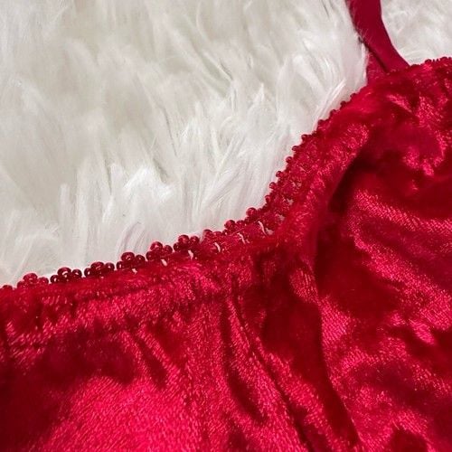 Womens Red Velvet Spaghetti Straps Camisole Shorts Lingerie Pajama Set Small 4