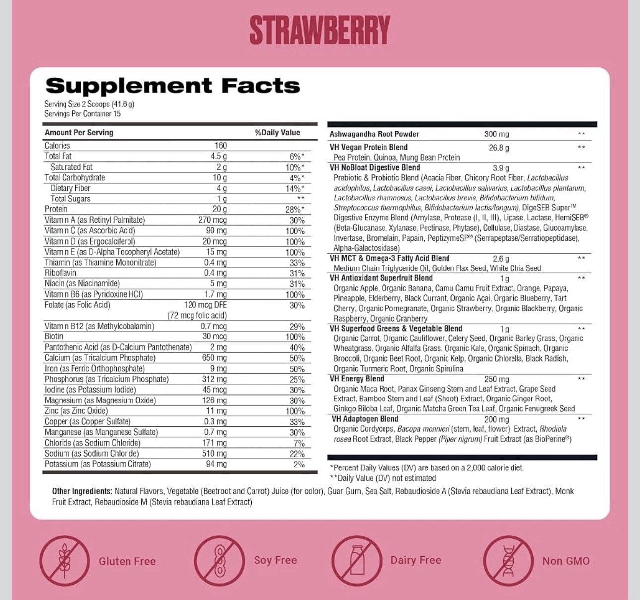 VitaHustle ONE Vegan Protein Powder Strawberry Flavor 2