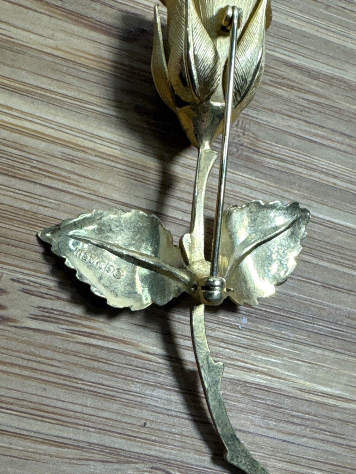 Vintage MFA Signed Golden Rose Flower Brooch Pin Museum Fine Arts Boston Gold 5