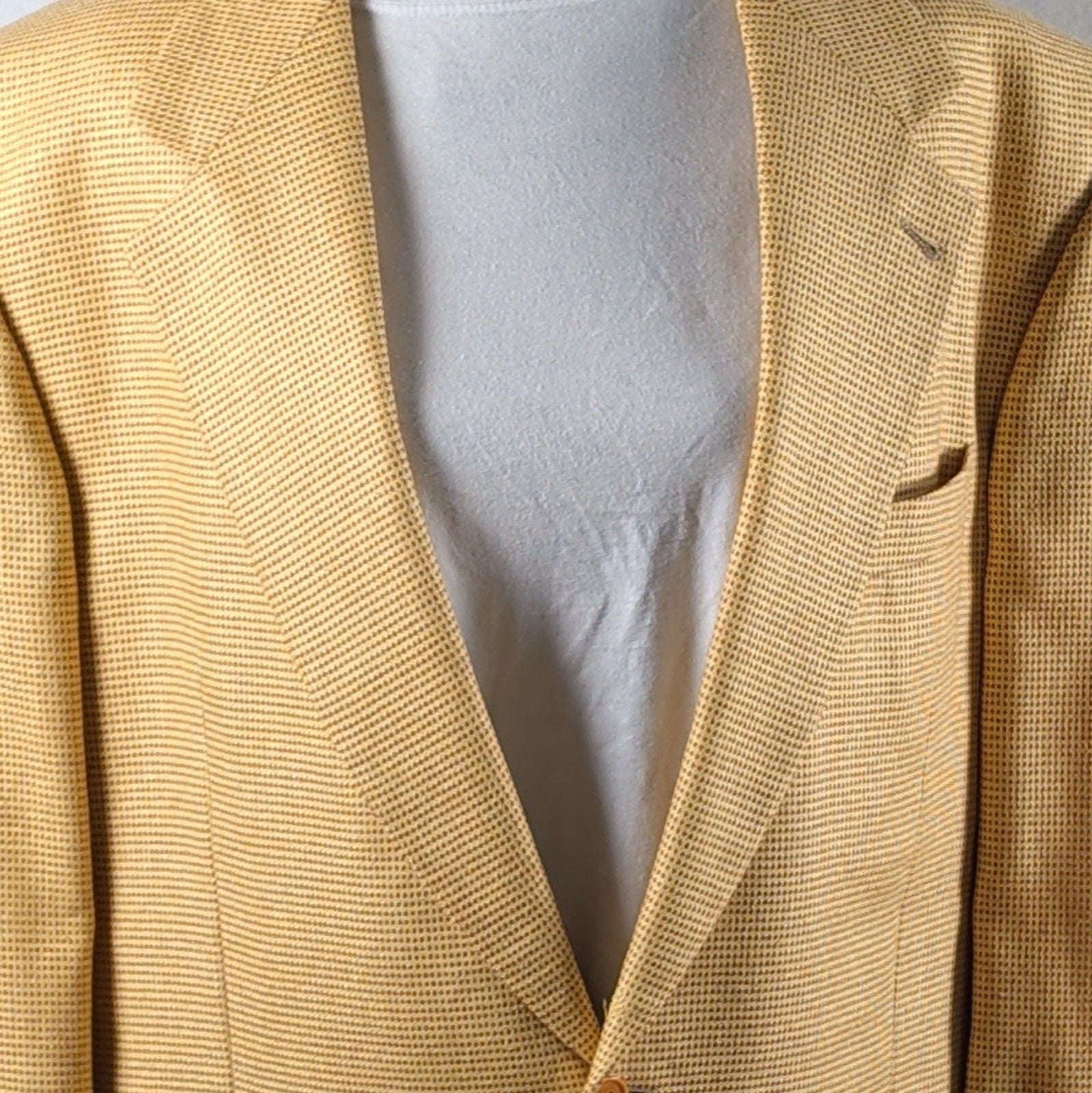 Zanella Sport Coat 42 R Silk Wool Blazer Made in Italy Yellow Houndstooth Check 3