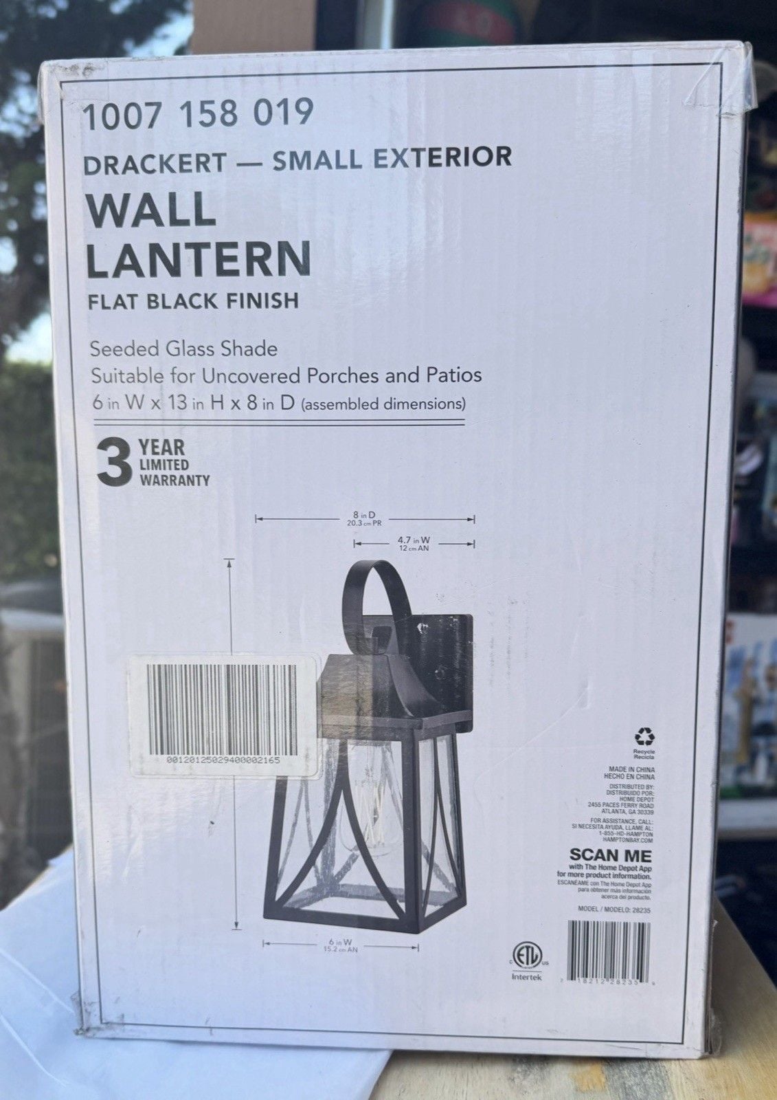 Outdoor Wall Lantern Black, Sconce Seedy Glass, Hampton Drackert New! 7