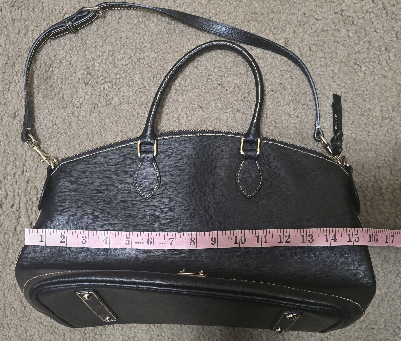 Dooney & Bourke Large Domed Leather Satchel Zip Detachable Strap Lucca Bag Purse 10