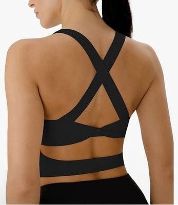 Women Criss-Cross Back Padded Workout Support Crop Tops-SIZE XS 4