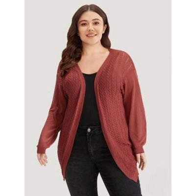 Plus Size 22 24 3x BloomChic Geometric Plisse Loose Open Front Cardigan shrug 4