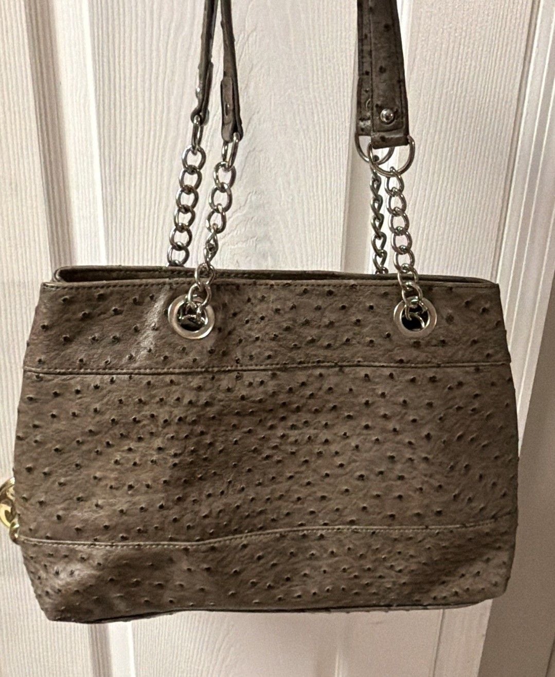 Kelly & Katie Tan Faux Ostrich Leather Shoulder Bag Purse Tote - NWOT 11