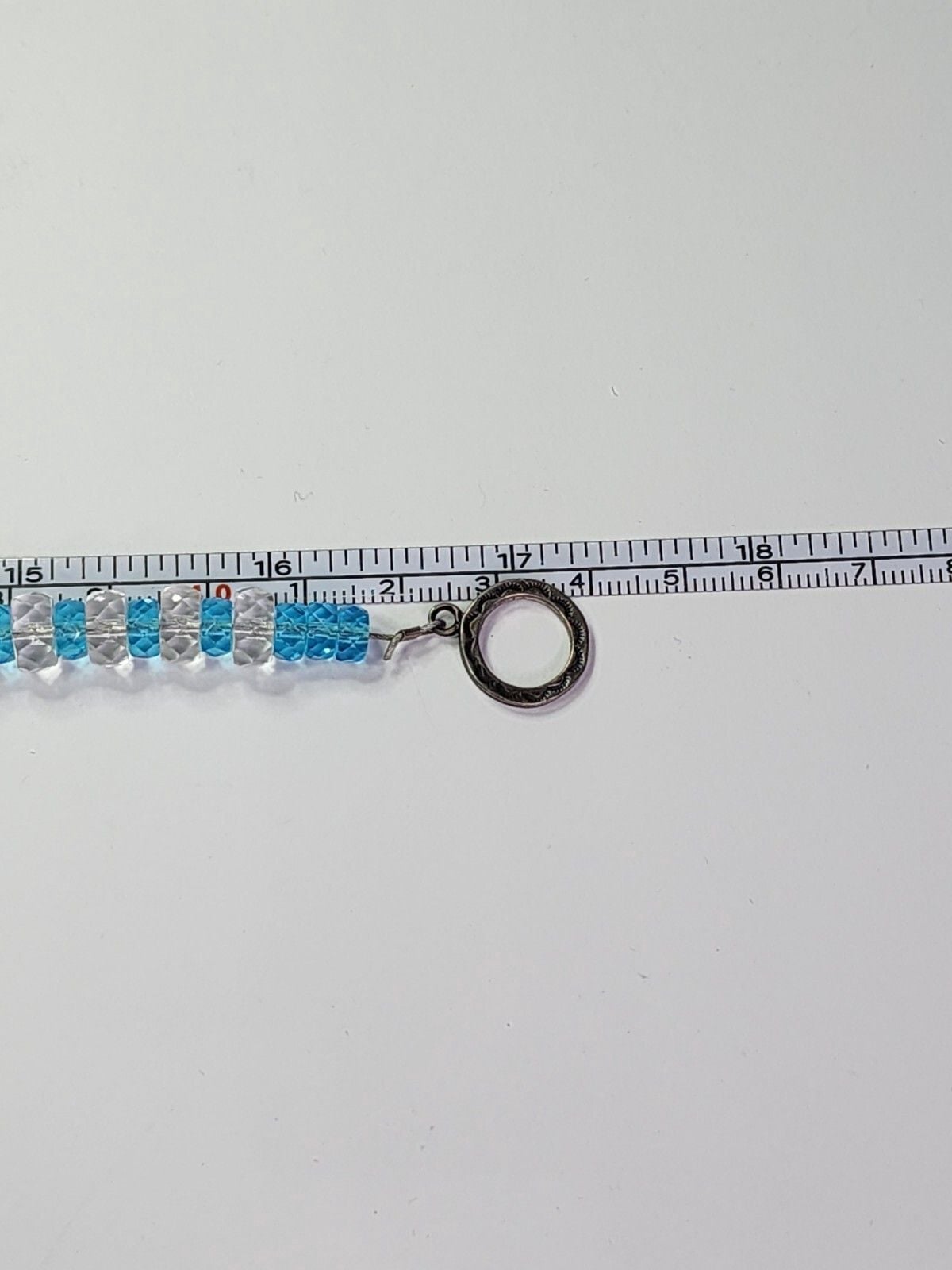 Sterling Silver Blue Mother Of Pearl Inlay Pendant On Blue and White Necklace 6