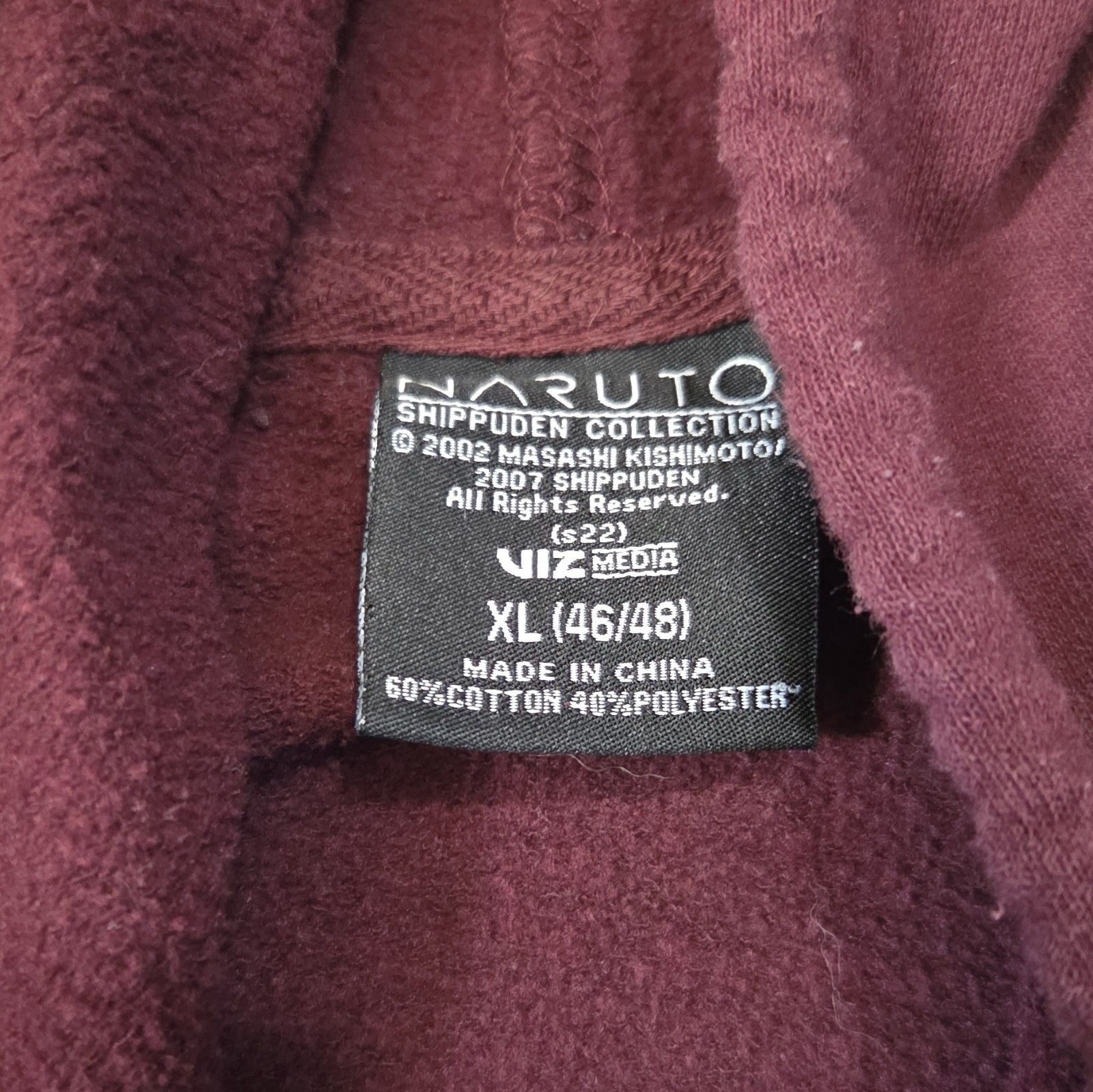 Naruto Shippuden Collection Burgundy Pullover Fleece Hoodie XL Graphic Pocket 4