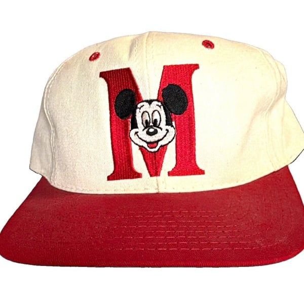 Vintage Disney Mickey Mouse Snapback Hat White/Red One Size Fits All Unisex NWT