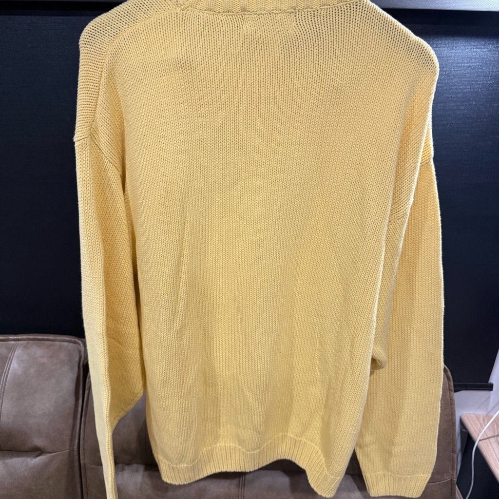Vtg 90s Eddie Bauer Shaker Knit Cotton Crewneck Sweater Yellow Mens XL Gorpcore 4