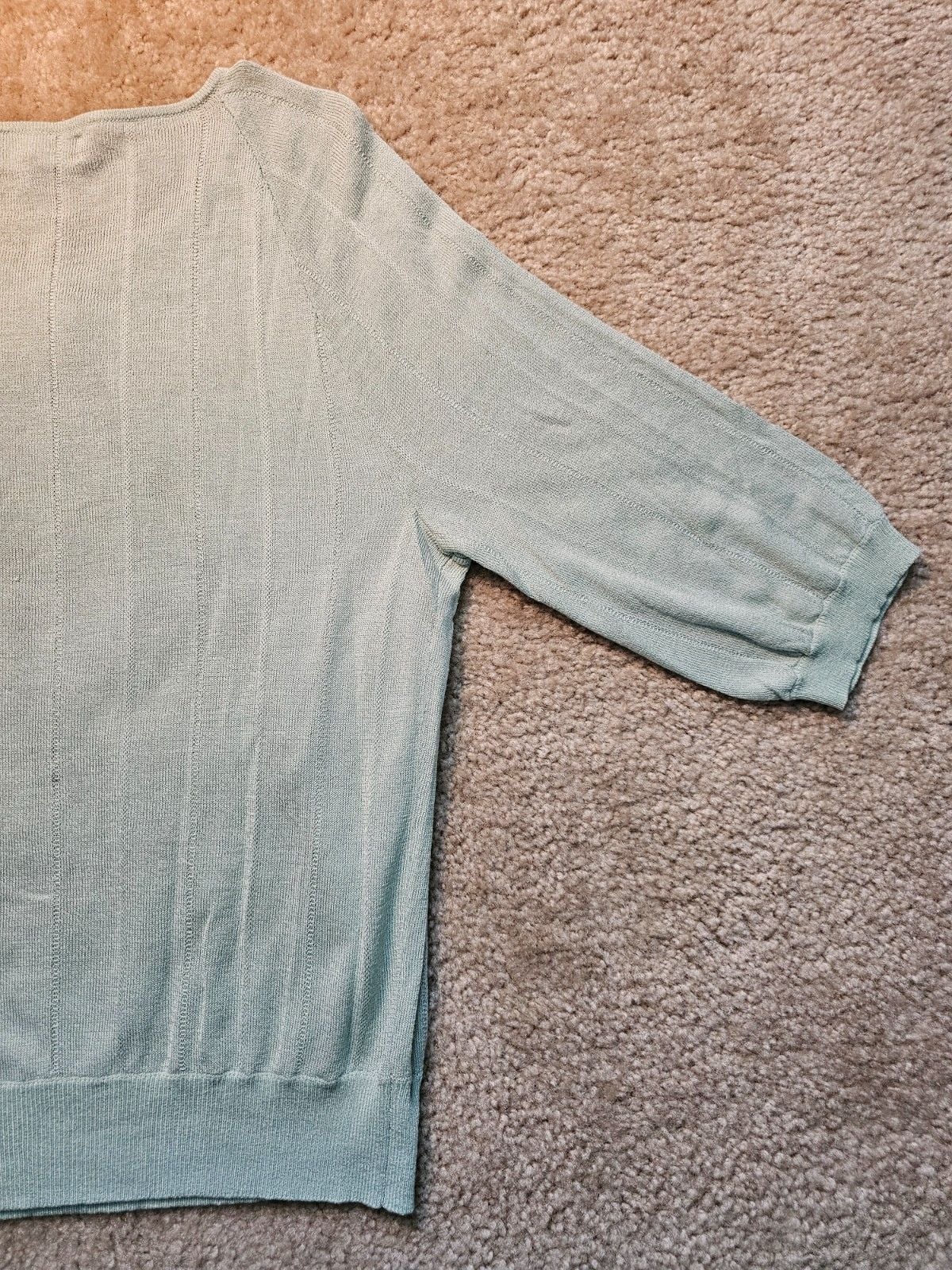 Jones New York Collection Women's L Sage Green 3/4 Sleeve Knit Pullover Sweater 9