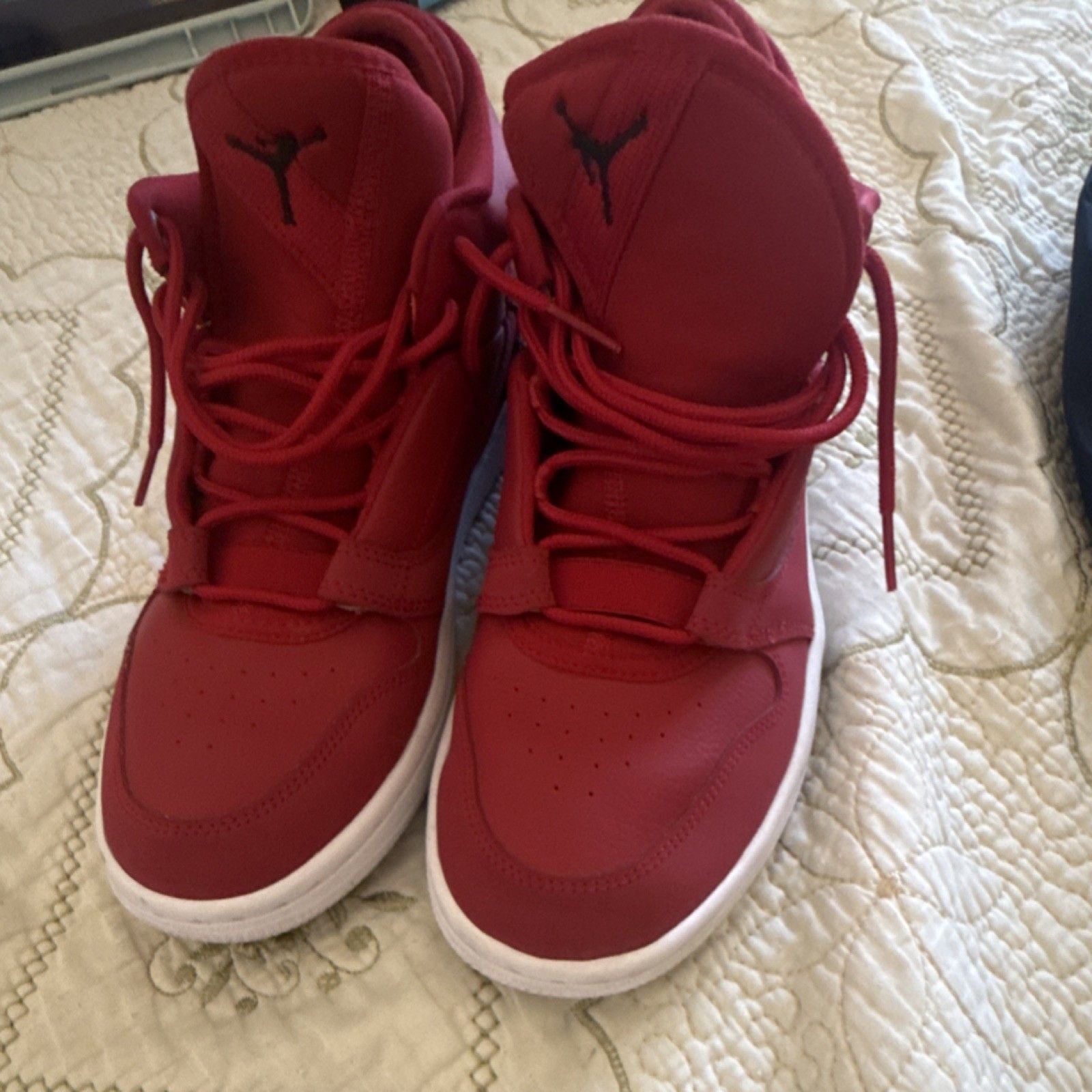 Jordan 1 Mid Unisex Kids Sneaker Red/White/Black US 7Y AQ1331-600 3