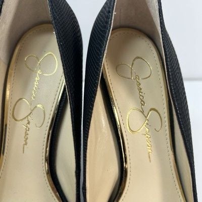 Jessica Simpson Black Textured Stiletto Heels Pumps Size 7.5M /38 8