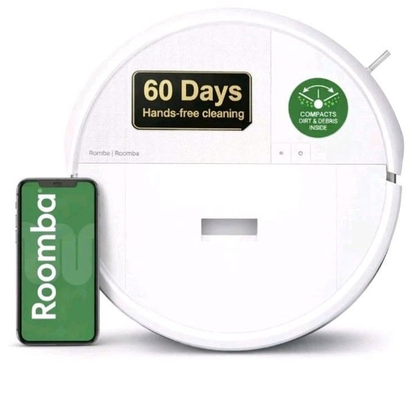 iRobot Roomba 205 DustCompactor Robot Vacuum LiDAR Bagless Self Compact White