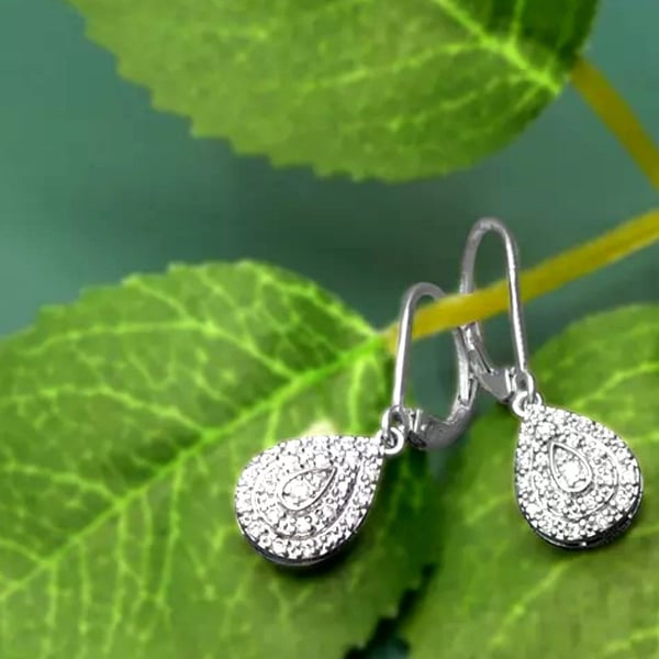 Diamond Earrings(1/4 ct. t.w.) in Sterling Silver~Gift For Her