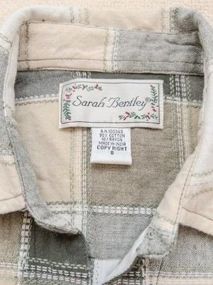 Sarah Bentley Shirt Women M Medium Plaid Button Up Short Sleeve Cotton Blend 4
