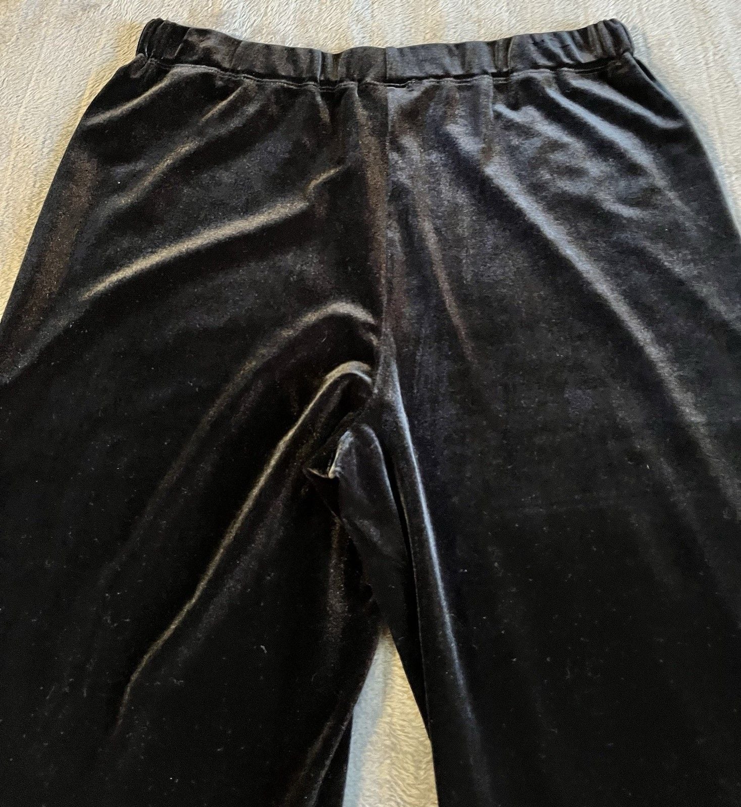 Women’s Lands' End Black Velvet Pants Size Med Elastic Waist Wide Leg Holiday 6