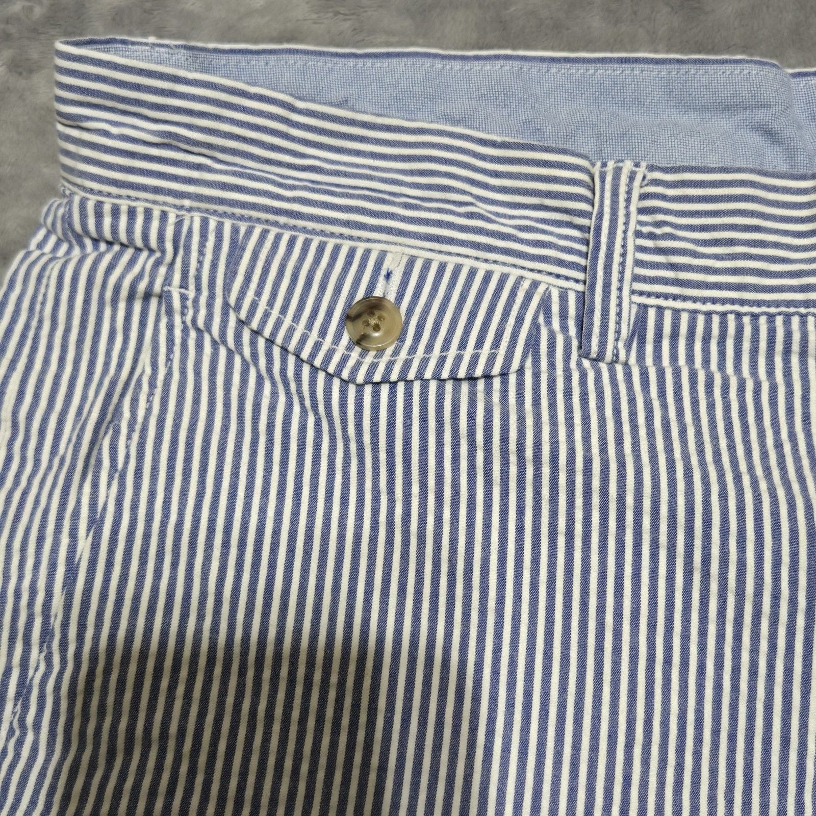 Polo Ralph Lauren Men's Blue and White Striped Seersucker Short Flat Front Sz 35 3