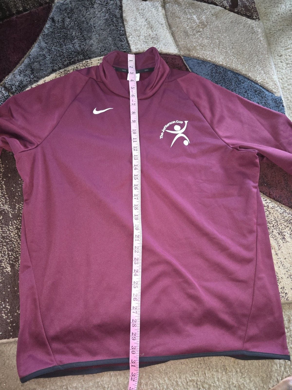 Nike Dri-Fit Sweatshirt Mens L Burgundy Quarter Zip Pullover Jefferson Cup Logo 6