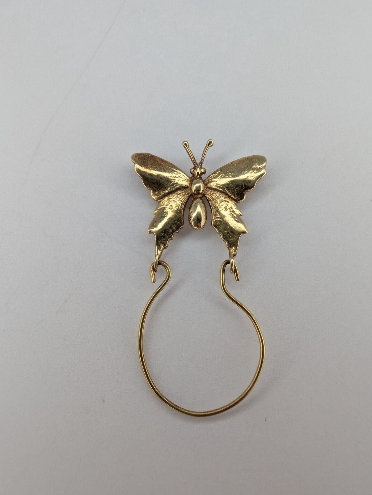 14k Yellow Gold Butterfly Charm Holder Pendant 2
