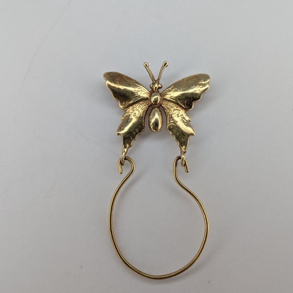14k Yellow Gold Butterfly Charm Holder Pendant
