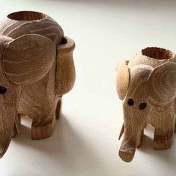 Vintage Hand Carved Wooden Toothpick Holders Mid Century Modern MCM