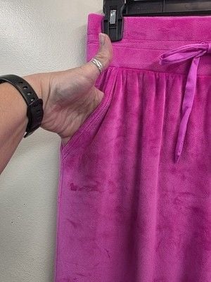 Victoria's Secret Women's Pink Velour Jogger Pants Drawstring Pockets Logo XS 12