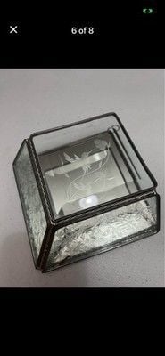 Glass Etched Hummingbird Back Mirror & Glass Wall Pocket Hanging Decor 1