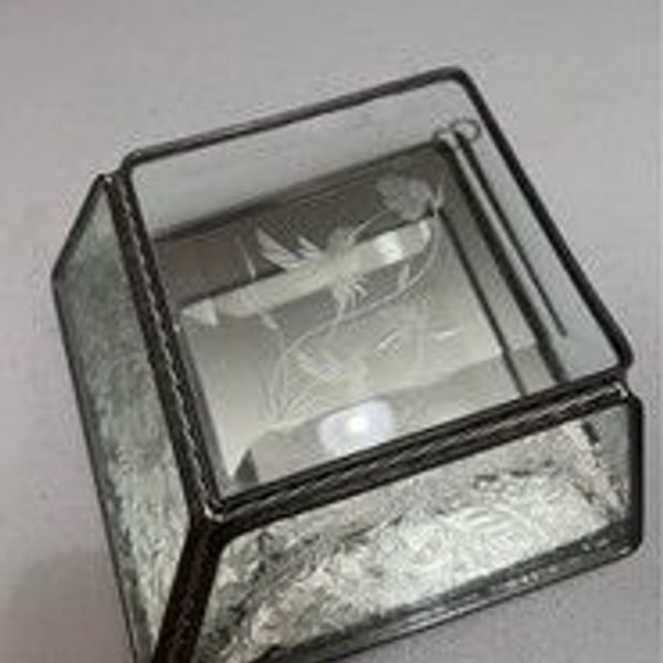 Glass Etched Hummingbird Back Mirror & Glass Wall Pocket Hanging Decor