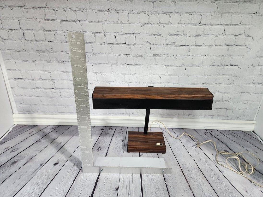 Vintage Luxo T-Bar Fluorescent Desk Lamp Woodgrain Modern Tested Working 3