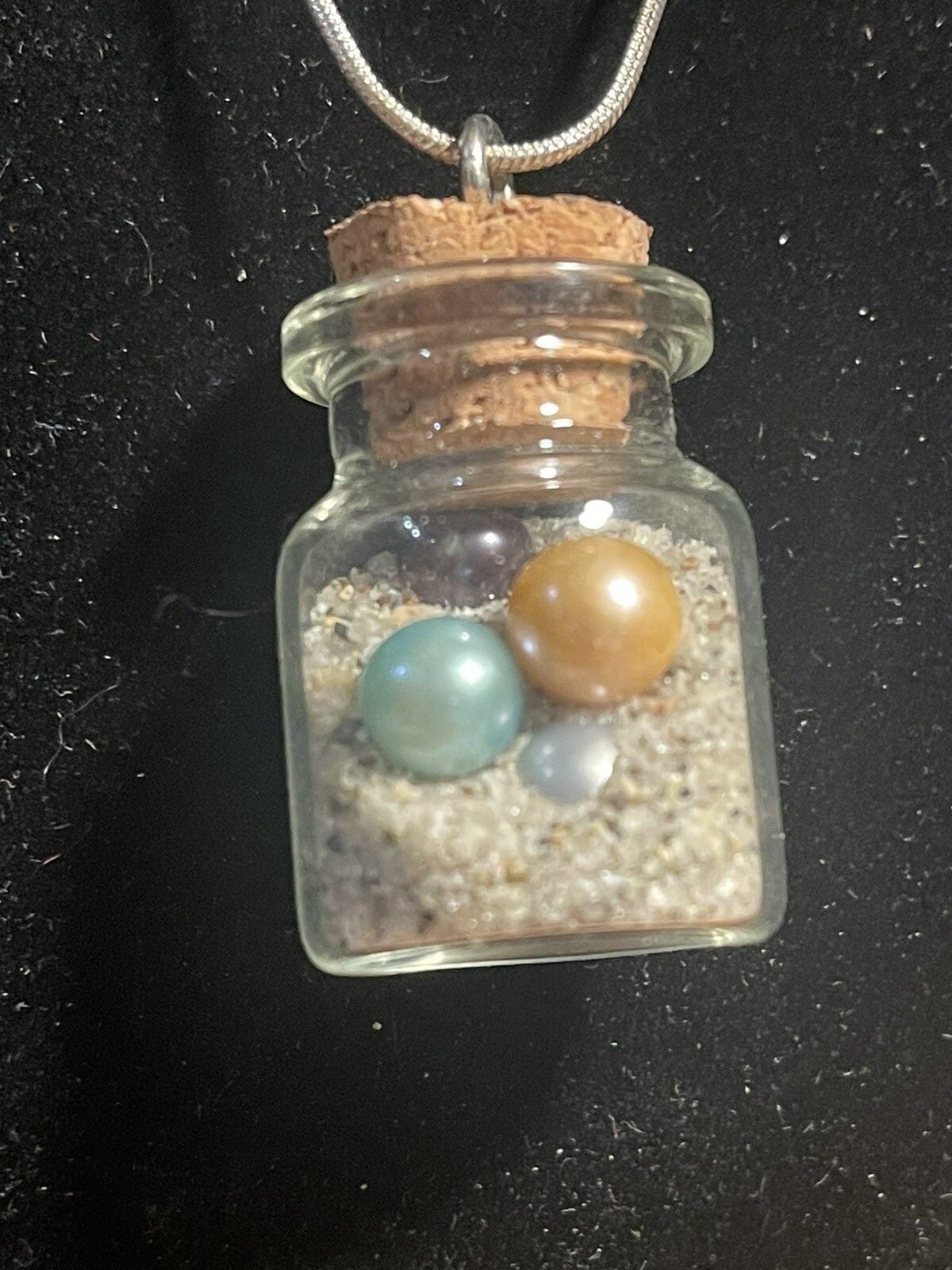 Sterling Silver 925 22” Necklace With Charm Of Beach sand And Pearls 5
