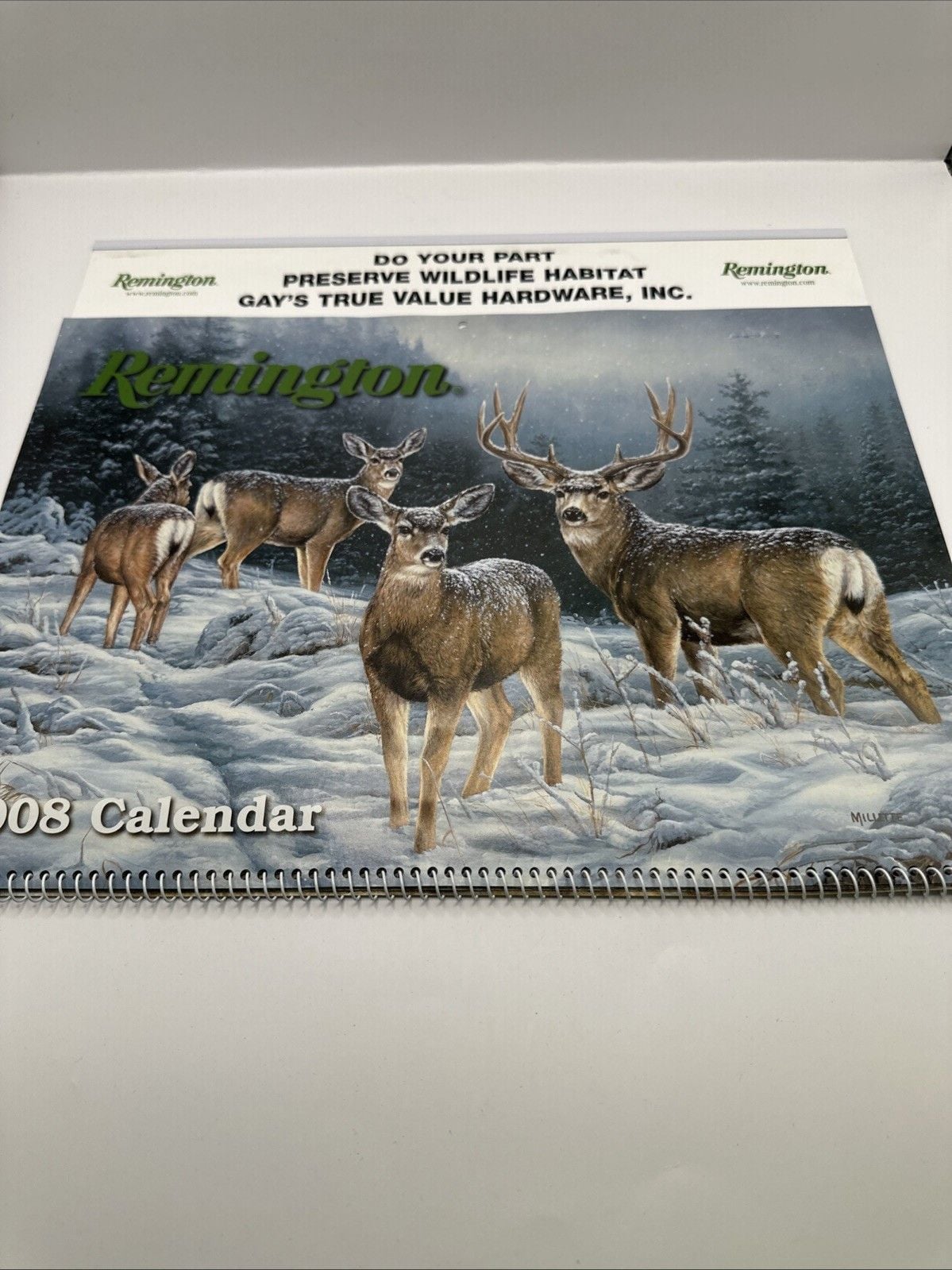 Vintage 2008 Remington Hunting Calendar Gays True Value Tunkhannock Pa Deer Hunt 1