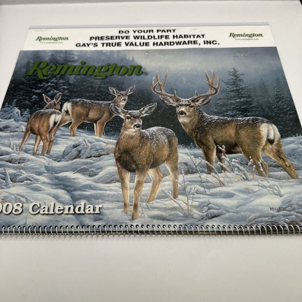 Vintage 2008 Remington Hunting Calendar Gays True Value Tunkhannock Pa Deer Hunt