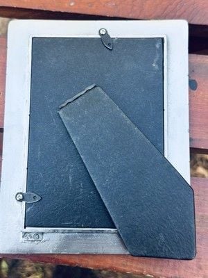VTG NOS Amora Signed Pewter Butterfly Sunflower Geometric Picture Frame 3.5 x 5” 11