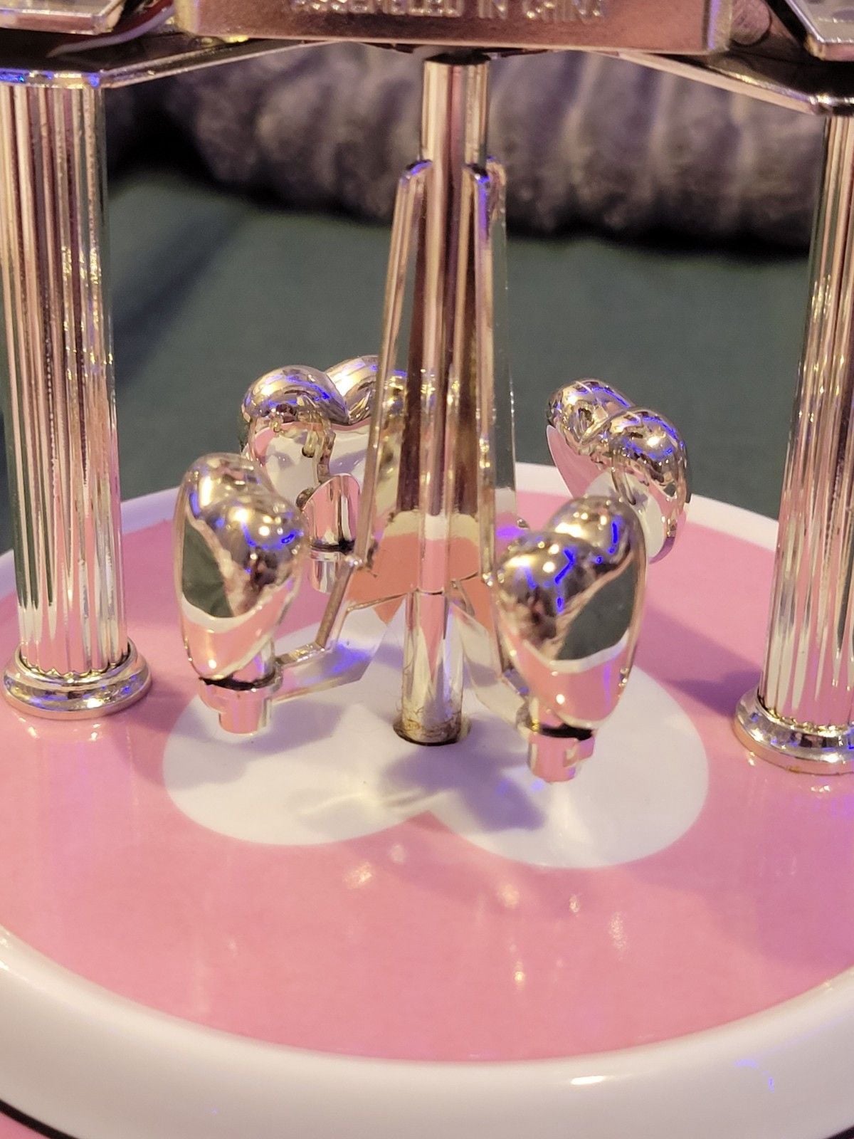 Disney Minnie Mouse Anniversary Clock Glass Dome Pink Ceramic Base 16