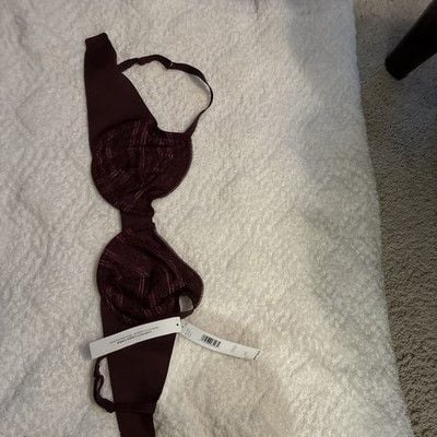 36D DKNY Womens Burgundy Lace Lined Underwire Back Closure Demi Bra A340 1
