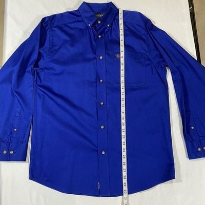 Ariat Button Down Shirt Twill Men's S Long Sleeve Blue Embroidered Logo Western 7