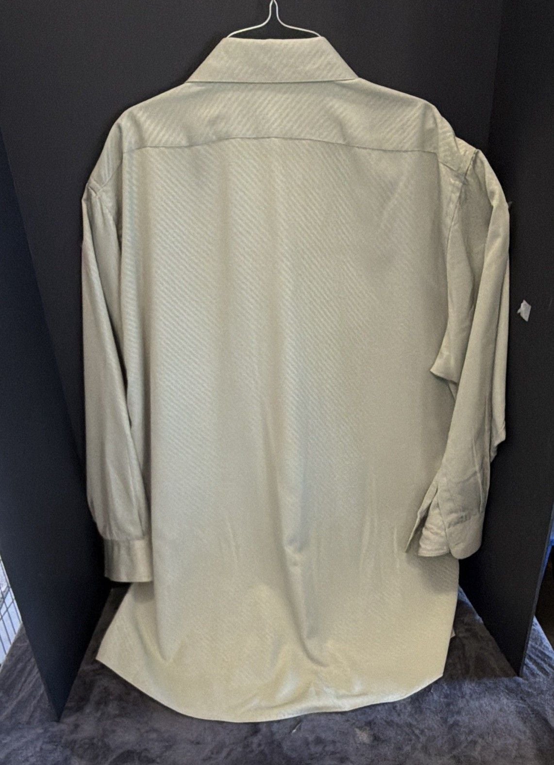 Stacy Adams Men's XL Regular Fit Green/Beige Striped Dress Shirt 17-17.5 32/33 4