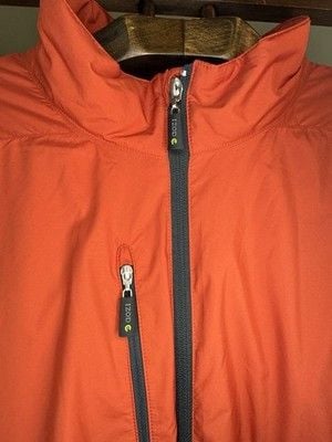 Izod Mens Windbreaker Size XL Full Zip Orange Jacket Rain Coat 6
