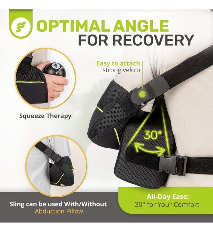 ErgoFoam Shoulder Sling with Abduction Pillow - Premium Abduction Sling Designed for Athletes - Arm Sling Shoulder Immobilizer With Pillow (Left) : Amazon.sg: Health, Household and Personal Care 2