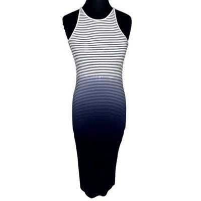 Athleta Santorini Midi Dress Womens Small Blue White Ombre Striped Racerback S 5