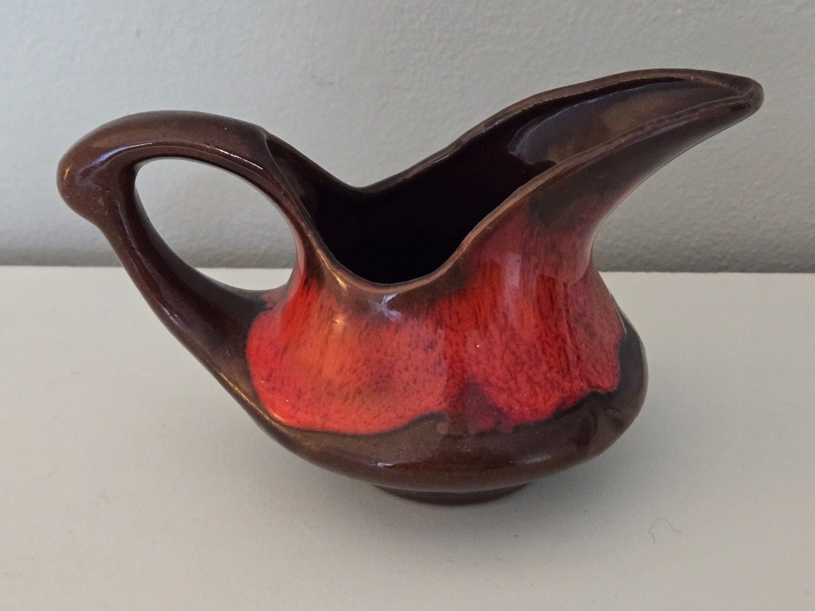 Vintage Drip Ware Glaze Brown and Orange Creamer ~ Thunder Bay Ontario 3