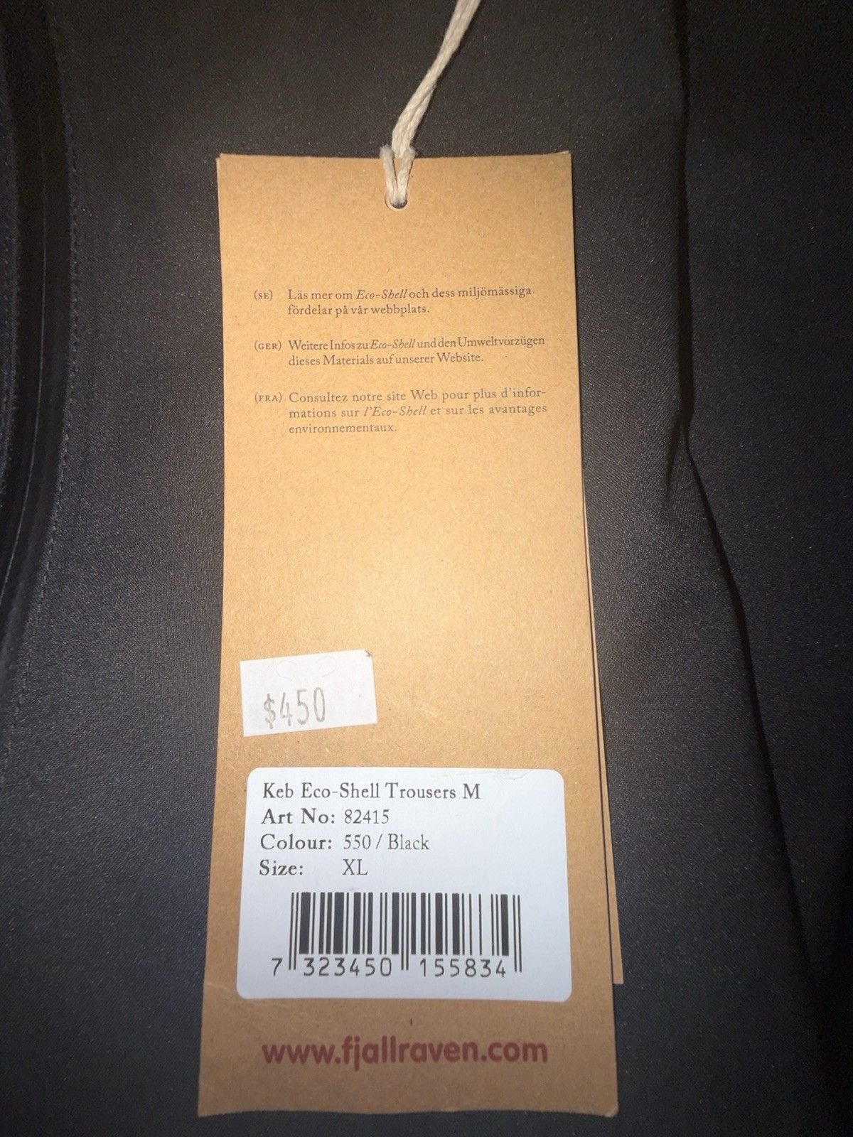 Fjallraven Keb Eco-Shell Trousers Men's XL Black Waterproof Pants NWT $450 2