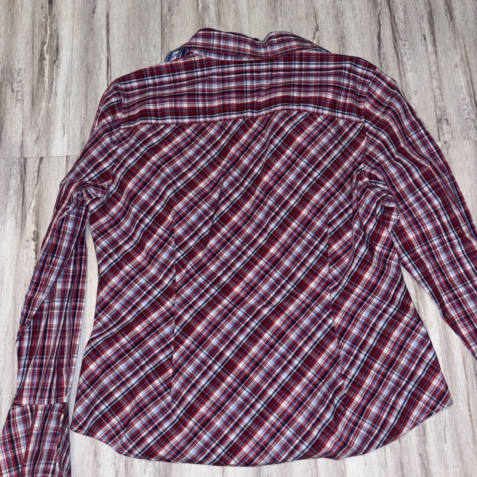 Tommy Hilfiger Women Long Sleeve Button-Down Shirt Size XL blue and maroon 5