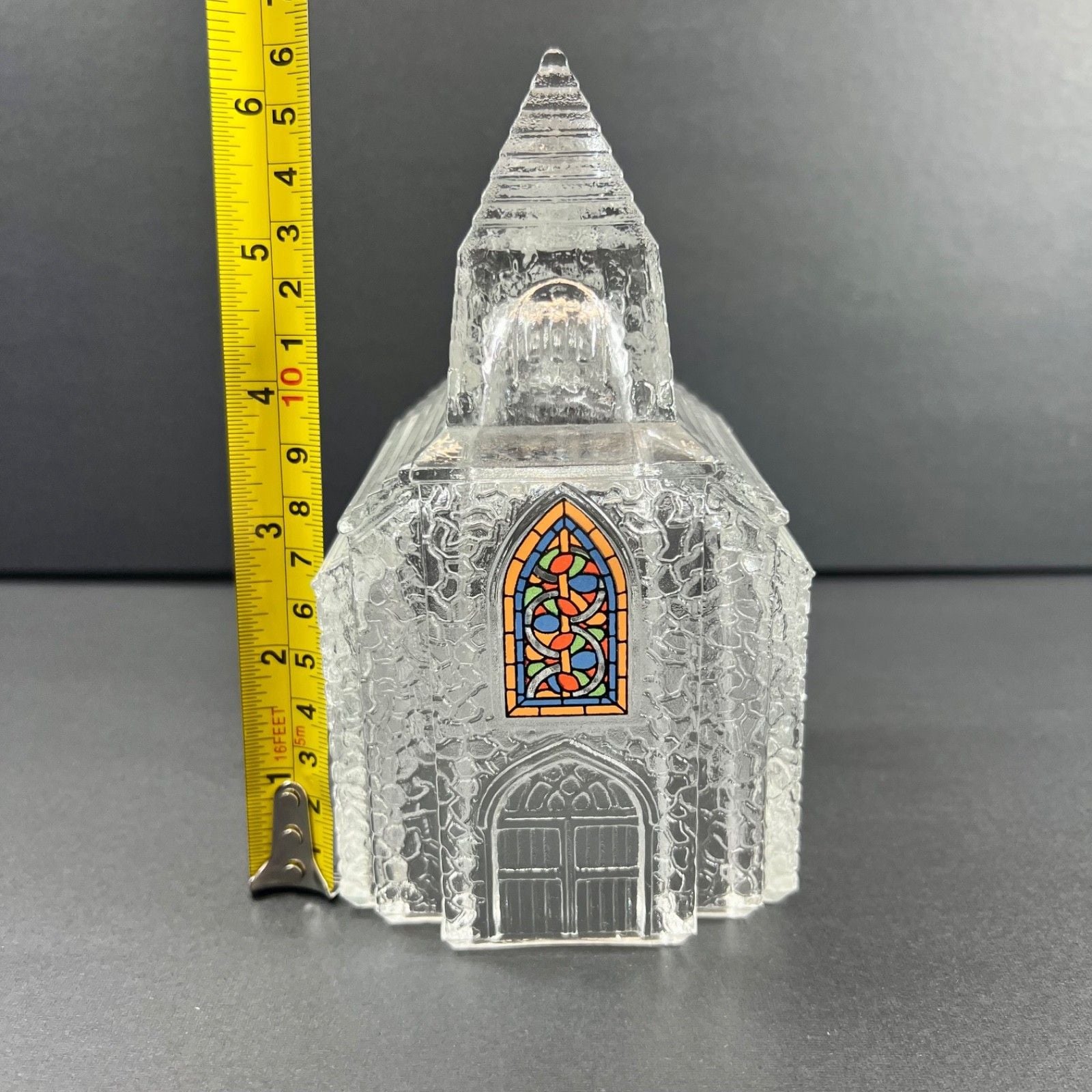 Vintage 1992 Avon Silent Night Church Figurine w/ Stained Glass Window Decal 7