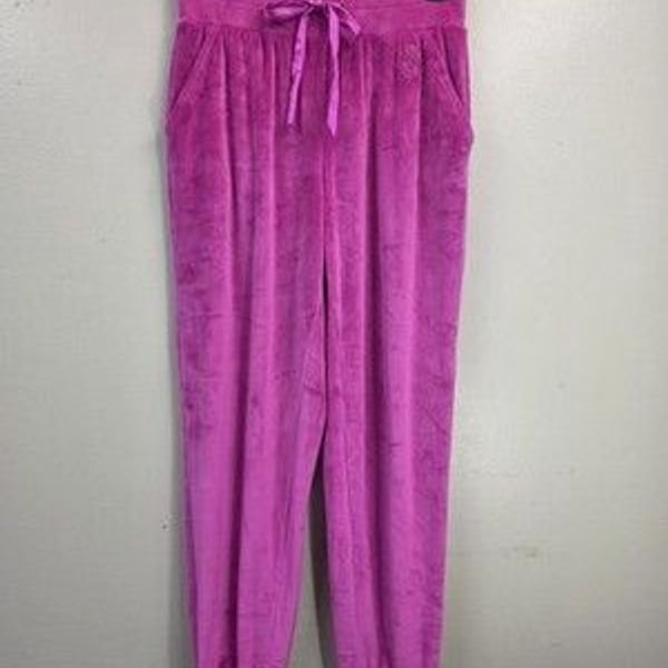 Victoria's Secret Women's Pink Velour Jogger Pants Drawstring Pockets Logo XS