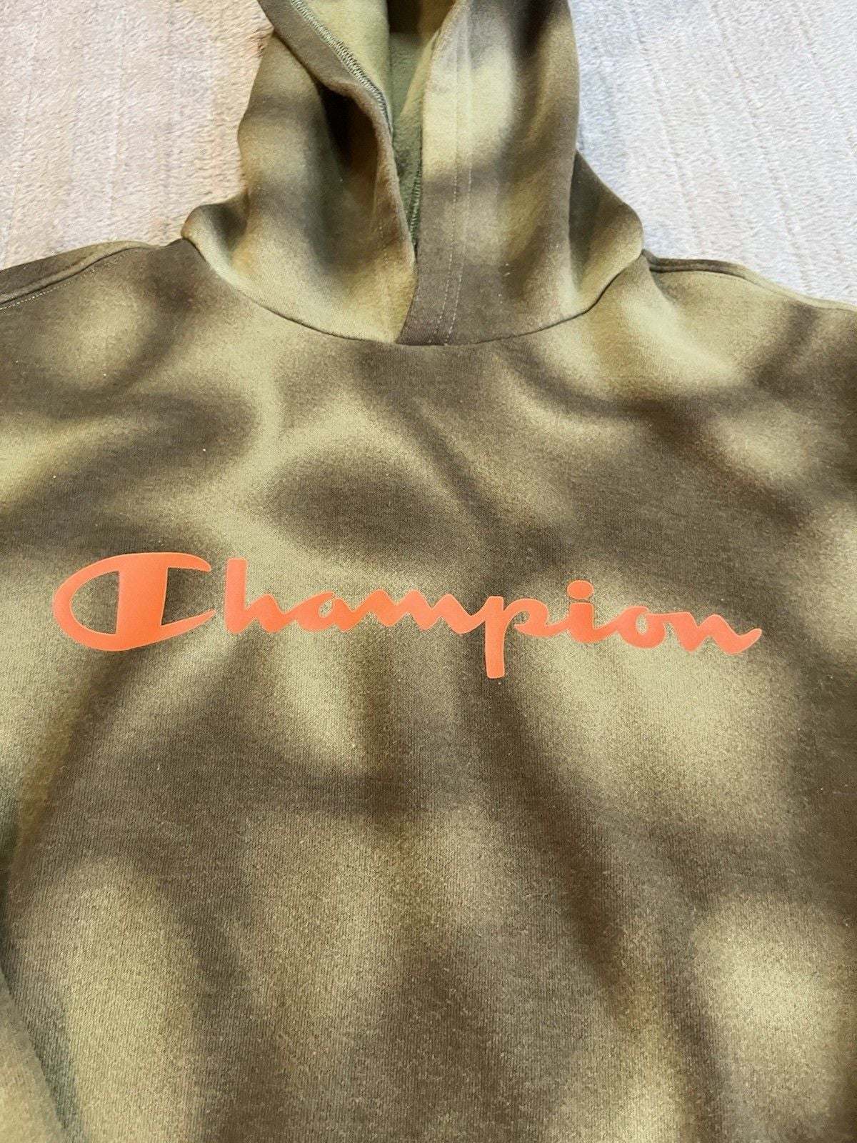 Yth Champion Hoodie Size L (14/16) Green Tie Dye Pullover Sweatshirt Fall Winter 4