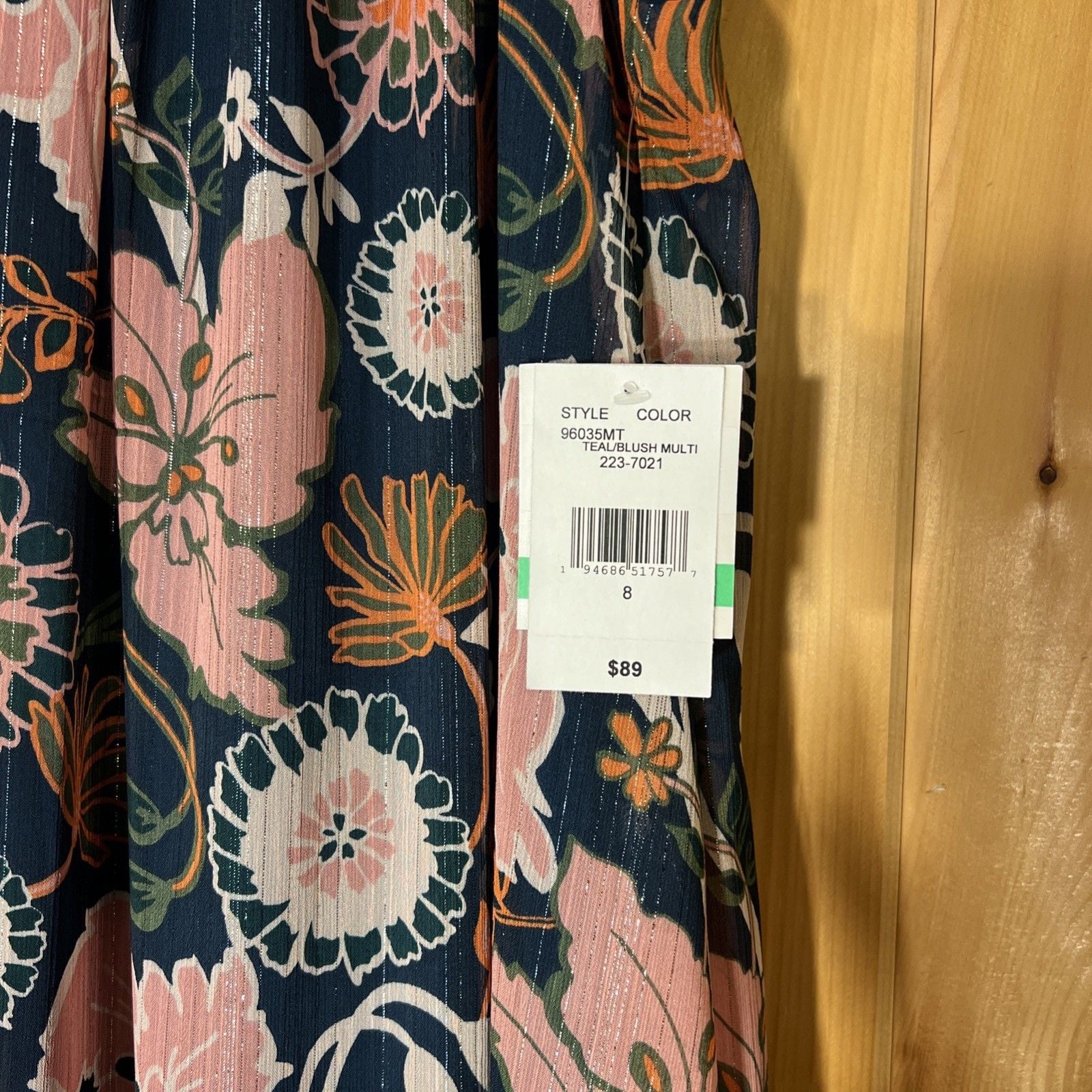NWT Melonie T High Halter Neck Dress Size 8 Floral Blue Pink Lined 3