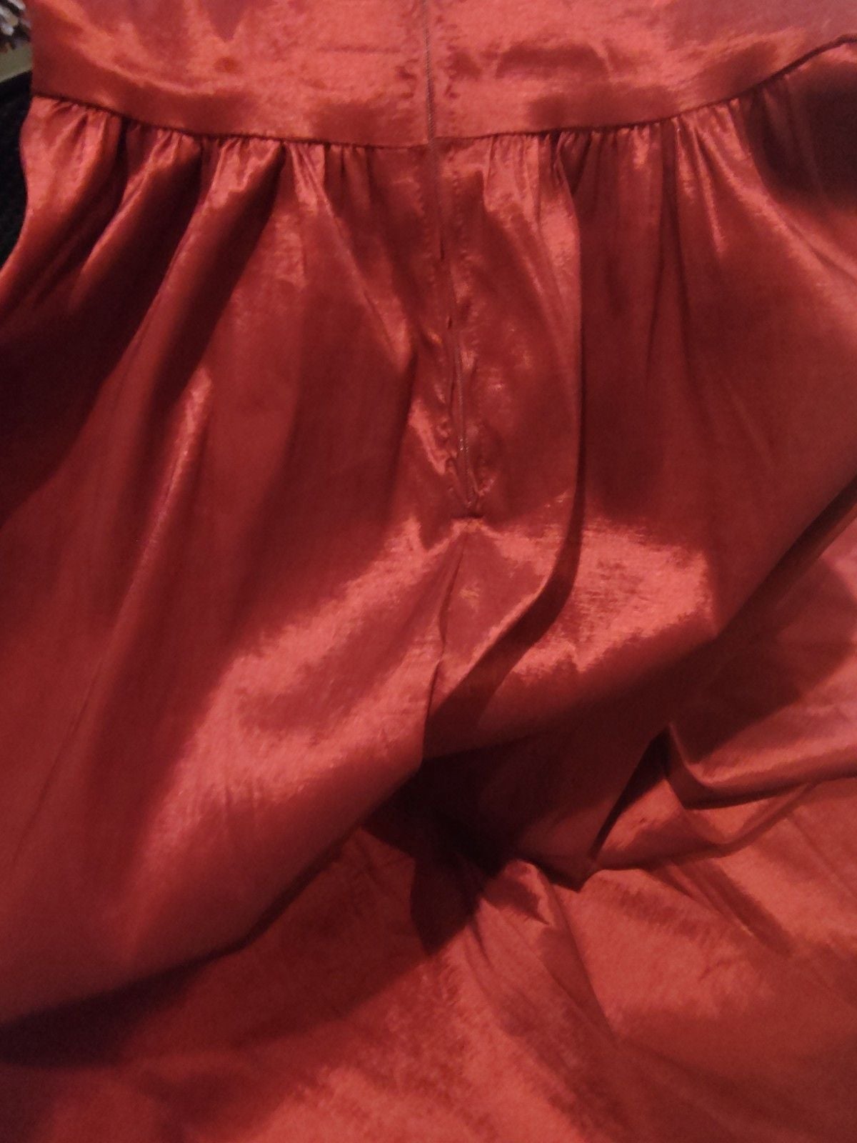 Beautiful B Smart Formal Shiny Red Gown w Waterfall Hem High Low Train SZ 7 10