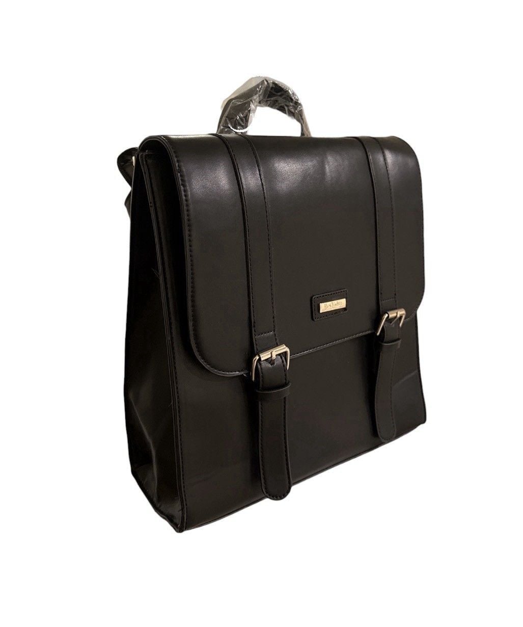 Yami J'adore Black Satchel Top Handle Bag Buckle Accent Gold Hardware 2